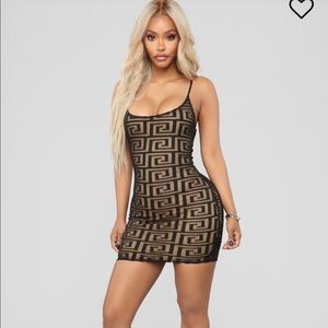 Fashion Nova black and beige dress